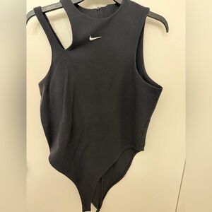 Nike Black Bodysuit L with White Logo (used) Nike stitching damage